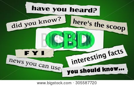 CBD Cannabidiol Marijuana Cannabis Newspaper Headlines Facts 3d Illustration