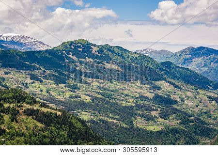 Mountains And Valley In Village Khulo, Georgia, Asia.