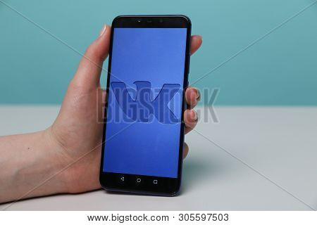 Tula, Russia - March 25, 2019: Vk On Phone Display.