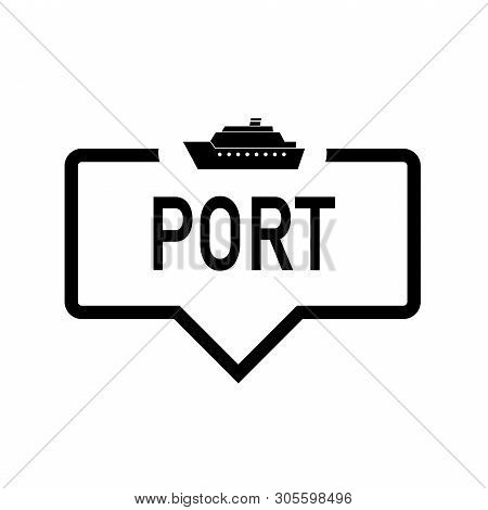 Port Flat Design Web Bubble Vector Icon With Ship