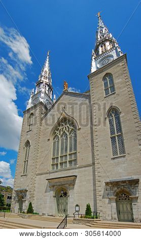 Notre Dame Cathedral In Downtown Ottawa, Ontario, Canada.