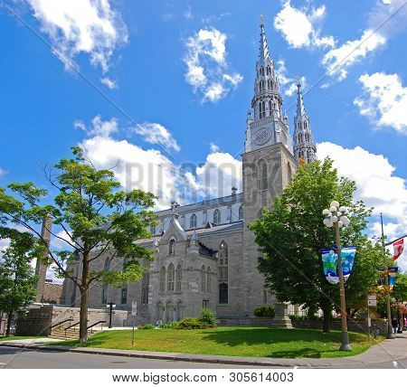Notre Dame Cathedral In Downtown Ottawa, Ontario, Canada.