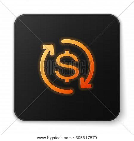 Orange Glowing Return Of Investment Icon Isolated On White Background. Money Convert Icon. Refund Si