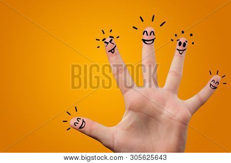 Waggish happy fingers with team building concept