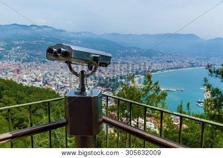 View Of The Resort Town Of Alanya, The Lighthouse In The Port Of Alanya, The Old Fortress Of Alanya,