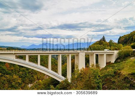 Big Old Bridge In The Mountains In France