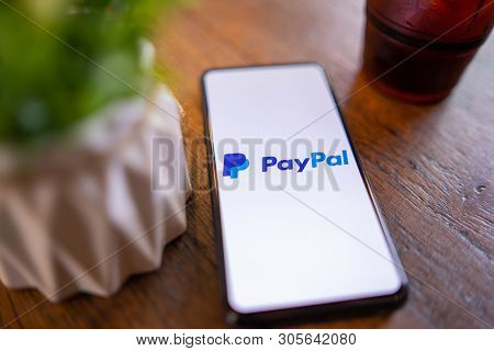 Chiang Mai, Thailand - Mar. 24,2019: Xiaomi Mi Mix 3 With Paypal Apps On The Screen. Paypal Is An On