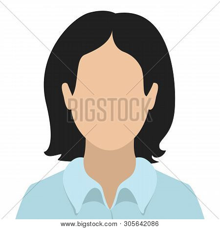 Brunet Caucasian Woman In Chemise. Abstract Female Avatar. Vector Illustration.