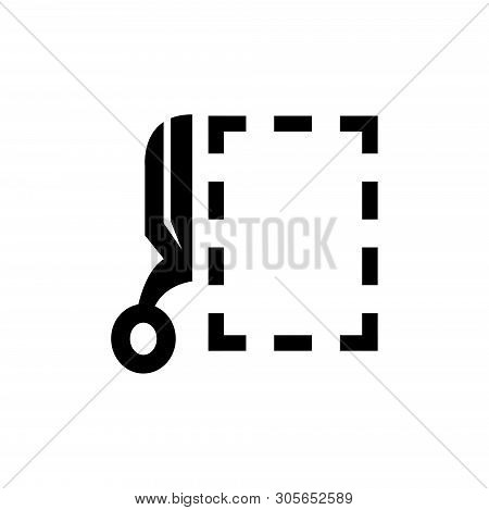 Scissors With Cut Lines. Flat Vector Icon Illustration. Simple Black Symbol On White Background. Sci