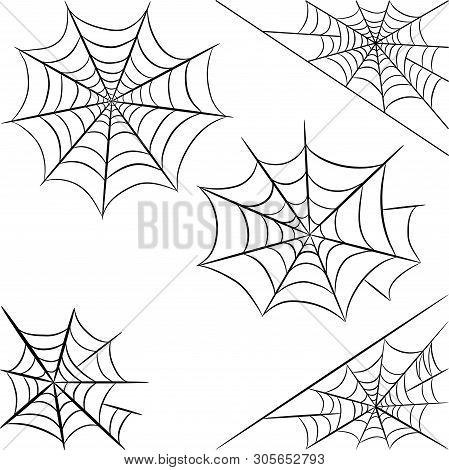 Halloween Spider Web Isolated On White Background. Hector Venom Cobweb Set. Vector Illustration