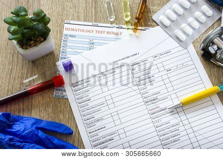 Working Table In Working Environment Of Doctor Of Internal Medicine, General Practice, Pediatrician 