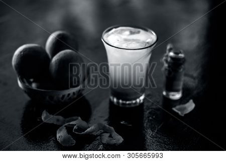 Ramadan Drink Or Ramazan Drink Also A Summer Drink On Wooden Surface I.e. Chikoo Shake Or Chikoo Fal