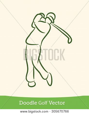 Doodle Golf Isolated On White Background. Vector