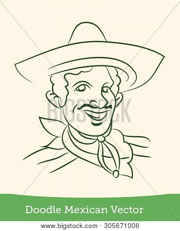 Doodle Mexican Isolated On White Background. Vector