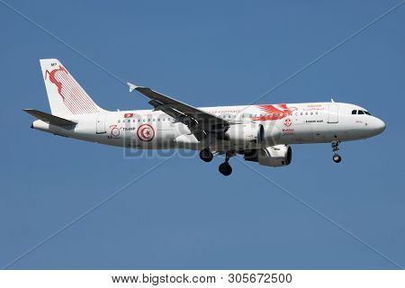 Istanbul / Turkey - March 28, 2019: Tunisair Special Livery Airbus A320 Ts-imp Passenger Plane Landi