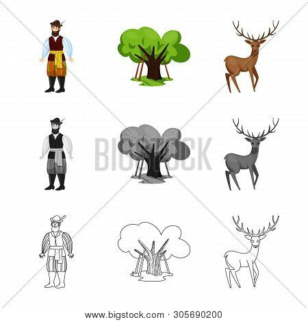 Isolated Object Of Traditional And Tour Symbol. Collection Of Traditional And Landmarks Stock Symbol
