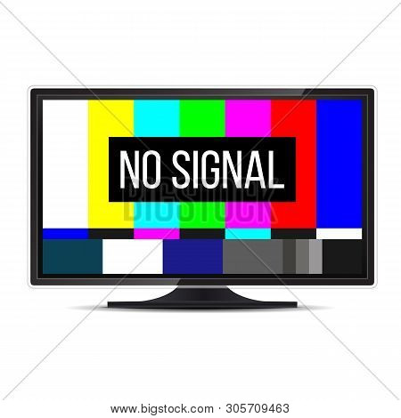 Creative Illustration Of No Signal Tv Test Pattern Background. Television Screen Error. Smpte Color 