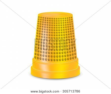 Creative Illustration Of Needle, Thimble Isolated On White Background. Art Design Sewing Tailor Tool