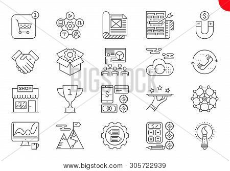 Seo Line Icons Set. Seo Related Vector Line Icons. Website And App Design And Development. Simple Mo
