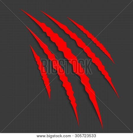 Creative Illustration Of Claws Paw Scratches Isolated On Background. Art Design. Animal Horror Scrat