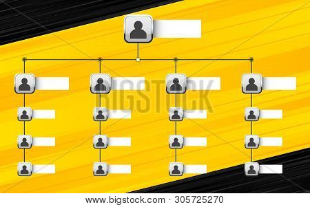 Creative Modern Style Illustration Corporate Organizational Chart Slide Of Isolated On Background. B