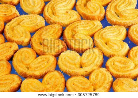Cookies In The Form Of Hearts--a Popular Food Delicacy. Cookies Small Confectionery Baked From Dough