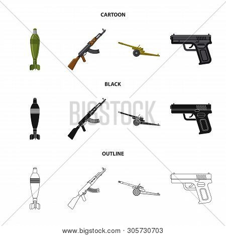 Isolated Object Of Weapon And Gun Sign. Collection Of Weapon And Army Stock Vector Illustration.