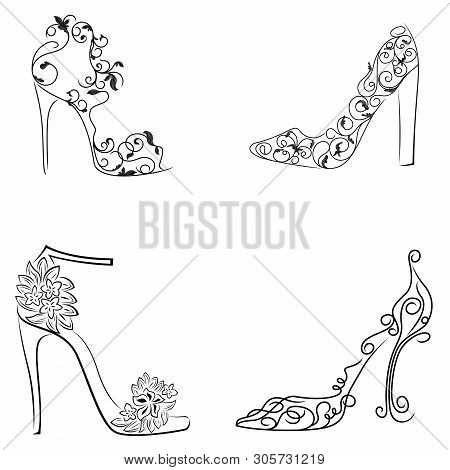 Shoes women high heels sketch set Buy this stock vector Shoes women high heels sketch set Buy this stock vector