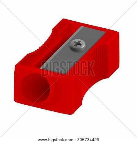 Isolated Red Realistic Pencil Sharpener Illustration Vector