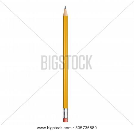 Classic Yellow Pencil With Eraser Realistic Illustration