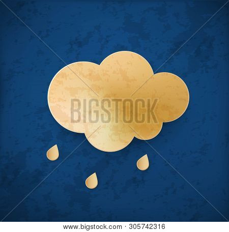 Vintage Weather Icon. Sky With Cloud And Rain.