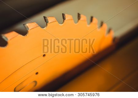 Circular Saw. Carpentry. Electric Saw Table Tool For Woodwork.