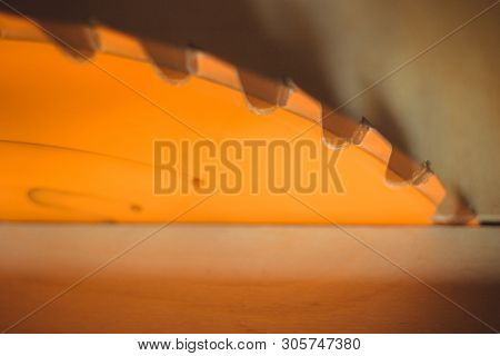 Circular Saw. Carpentry. Electric Saw Table Tool For Woodwork.