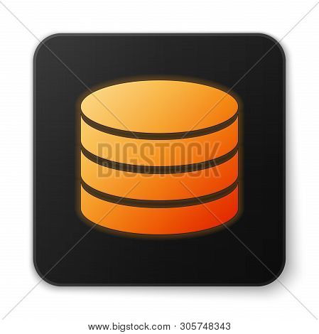 Orange Glowing Database Icon Isolated On White Background. Network Databases, Disc With Progress Bar