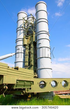 Soviet surface-to-air anti aircraft systems on the military exhibition