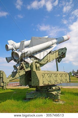 Soviet surface-to-air anti aircraft systems on the military exhibition