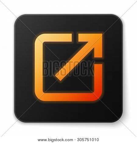 Orange Glowing Open In New Window Icon Isolated On White Background. Open Another Tab Button Sign. B