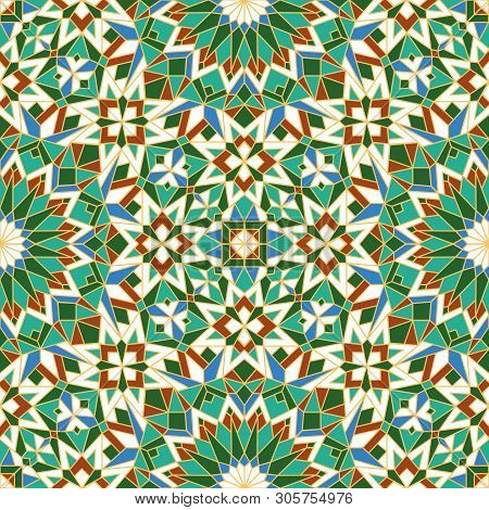 Morrocan Seamless Mosaic Pattern. Arabic Abstract Background