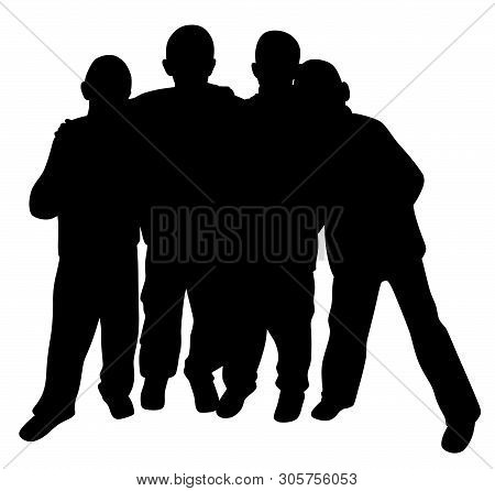Group Of Best Friends Kids Standing Huddled Together