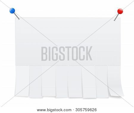 Creative Illustration Of Empty Blank Sheet Paper Advertising With Tear-off Cut Slips Isolated On Bac