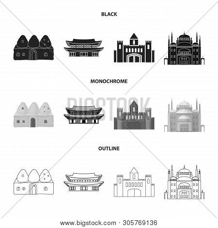 Vector Illustration Of Town  And Chinatown Icon. Collection Of Town  And Asian  Stock Symbol For Web