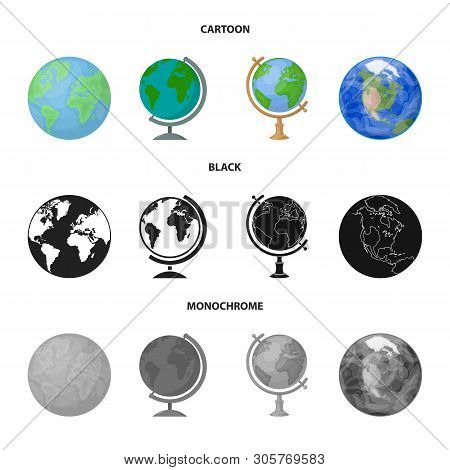 Vector Design Of Globe And World Symbol. Set Of Globe And Earth Stock Symbol For Web.