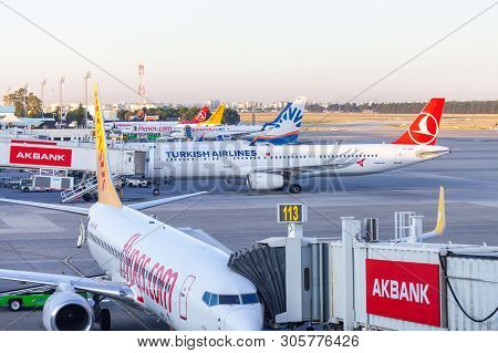 Antalya / Turkey - June 6, 2019: Airbus A321 From Turkish Airlines Stands On Airfield At Airport Ant
