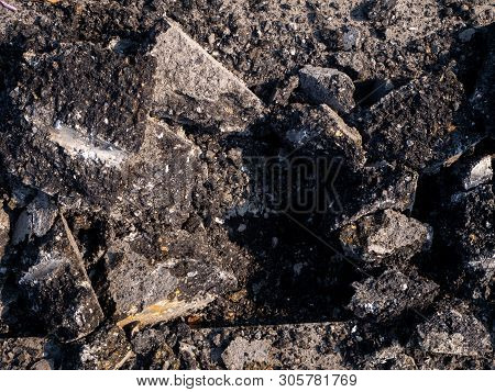 The Road Repairing Works With Jackhammer. Machine Drills Asphalt