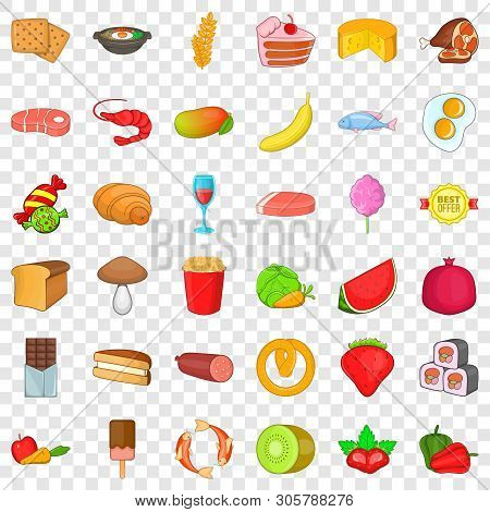 Teabag Icons Set. Cartoon Style Of 36 Teabag Vector Icons For Web For Any Design