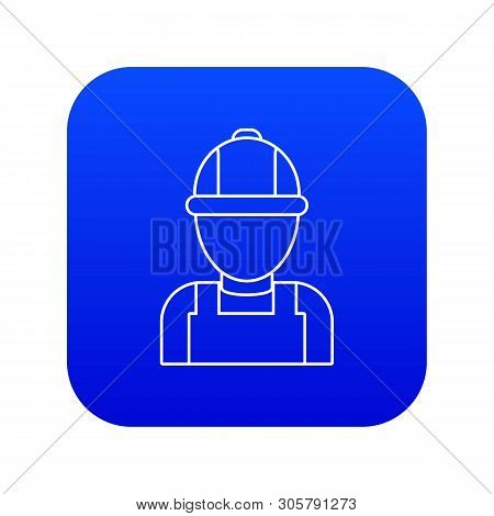 Man Mechanic Icon Blue Vector Isolated On White Background