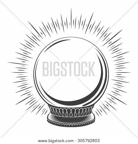 Empty Magic Globe. Hand Drawn Merry Christmas Snow Boll, Traditional Winter Decoration Snowglobe Ske
