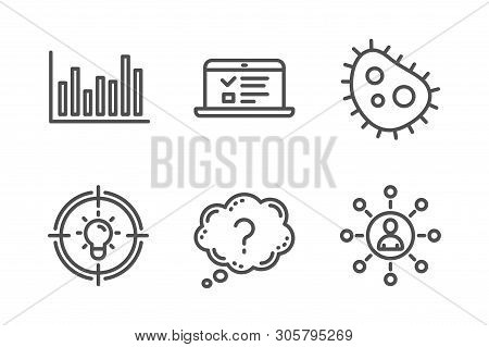 Question Mark, Idea And Bar Diagram Icons Simple Set. Web Lectures, Bacteria And Networking Signs. Q