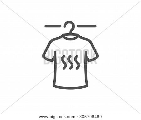 Dry T-shirt Line Icon. Laundry Shirt Sign. Clothing Cleaner Symbol. Quality Design Element. Linear S