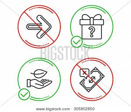 Do Or Stop. Next, Secret Gift And Leaf Icons Simple Set. Rejected Payment Sign. Forward, Unknown Pac